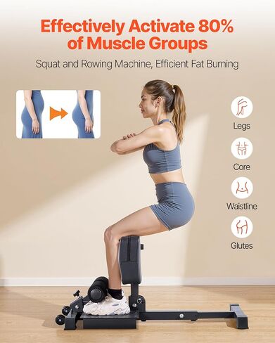 VEVOR Sissy Squat Machine, Multi-Function Deep Sissy Squat Bench for Leg Muscle Training, Easy Setup & Foldable Core Waistline & Glute Workout Equipment, Leg Exercise Machine for Home Gym, Black in Saudi Arabia