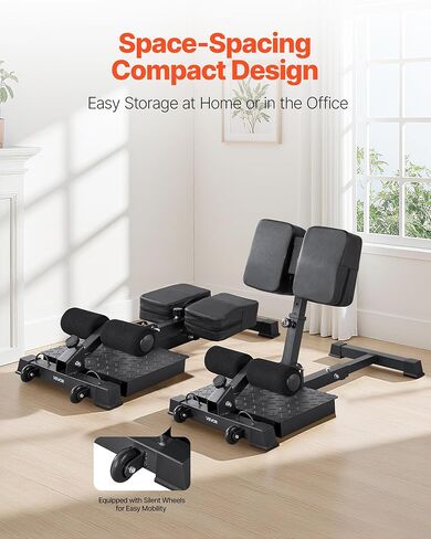 VEVOR Sissy Squat Machine, Multi-Function Deep Sissy Squat Bench for Leg Muscle Training, Easy Setup & Foldable Core Waistline & Glute Workout Equipment, Leg Exercise Machine for Home Gym, Black in Saudi Arabia