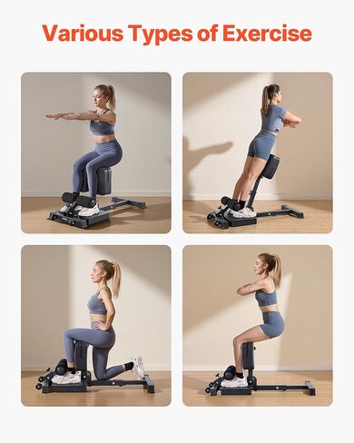 VEVOR Sissy Squat Machine, Multi-Function Deep Sissy Squat Bench for Leg Muscle Training, Easy Setup & Foldable Core Waistline & Glute Workout Equipment, Leg Exercise Machine for Home Gym, Black in Saudi Arabia