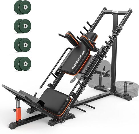 FEIERDUN 3‑in‑1 Leg Press Hack Squat Machine with Ultra-Quiet Pulley System – Adjustable Leg Press Machine for Home Gym with Stretch Board & Full Range of Motion in Saudi Arabia