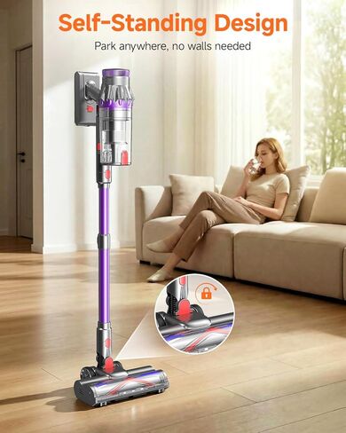FEPPO Cordless Vacuum Cleaner, Powerful Stick Vacuum with 70Mins Runtime and Touch Screen, Self-Standing, Anti-Tangle Vacuum Cleaners for Home, Wireless Vacuum for Hardwood Floor/Carpet/Pet Hair in Kuwait