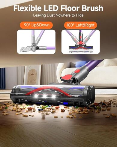 FEPPO Cordless Vacuum Cleaner, Powerful Stick Vacuum with 70Mins Runtime and Touch Screen, Self-Standing, Anti-Tangle Vacuum Cleaners for Home, Wireless Vacuum for Hardwood Floor/Carpet/Pet Hair in Kuwait
