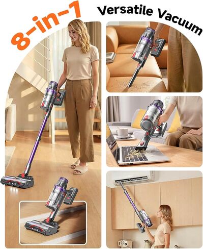 FEPPO Cordless Vacuum Cleaner, Powerful Stick Vacuum with 70Mins Runtime and Touch Screen, Self-Standing, Anti-Tangle Vacuum Cleaners for Home, Wireless Vacuum for Hardwood Floor/Carpet/Pet Hair in Kuwait