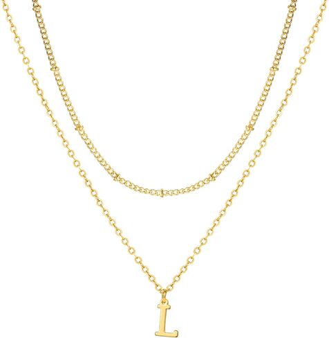 Gold Initial Necklaces for Women, 14K Gold Plated Letter Necklace Tiny A-Z Pendant Choker Cute Necklace Personalized Monogram, Dainty Gold Layered Initial Necklace Jewelry for Women Birthday Gifts in Kuwait