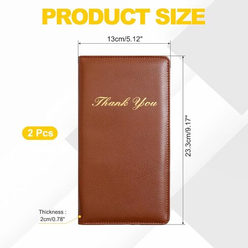 PATIKIL Restaurant Check Presenters, 2Pcs Guest Check Bill Holder with Magnetic Clip PU Leather Check Presenters for Restaurants Waitress Servers Bars, Light Brown in Saudi Arabia