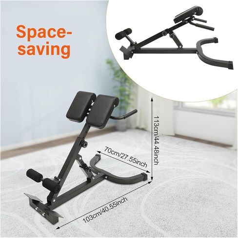 Roman Chair Hyperextension Bench Roman Chair Back Extension Machine Foldable 5 Position Sit up Multi-Functional Hyperextension Strength Exercise Bench 330 L in Kuwait