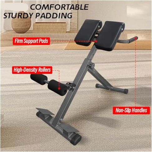 Roman Chair Hyperextension Bench Roman Chair - Adjustable Bench Foldable Exercise Back Extension Machine Equipment for Home in Kuwait