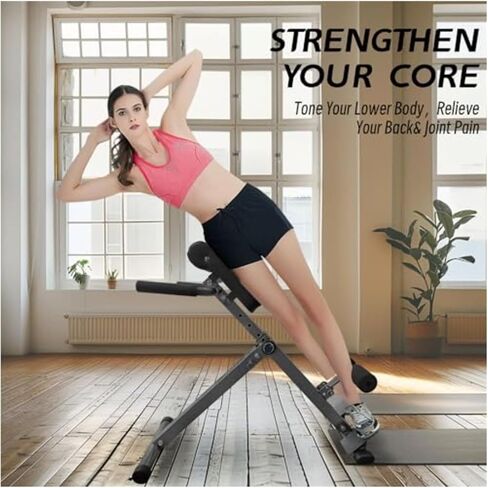 Roman Chair Hyperextension Bench Roman Chair - Adjustable Bench Foldable Exercise Back Extension Machine Equipment for Home in Kuwait