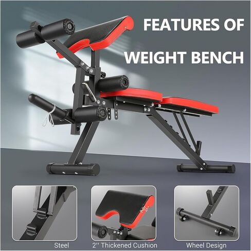 Roman Chair Hyperextension Bench 800LBS Adjustable Weight Bench, Heavy Duty Workout with Leg Extension and Curl, Flat/Incline/Decline Sit Up Full Body in Kuwait