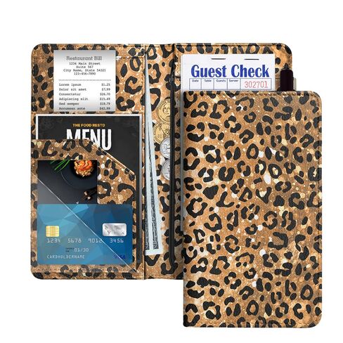 WIRESTER 4.7x9 inch Server Book for Waitress with Zipper Pocket, Magnetic Closure Waiter Book Wallet with Money Pocket, Restaurant Waitstaff Organizer Fit Server Apron - Shamrock Clover Leaves in Saudi Arabia