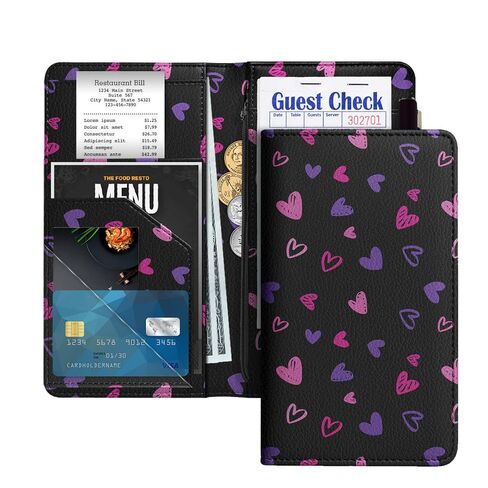 WIRESTER 4.7x9 inch Server Book for Waitress with Zipper Pocket, Magnetic Closure Waiter Book Wallet with Money Pocket, Restaurant Waitstaff Organizer Fit Server Apron - Shamrock Clover Leaves in Saudi Arabia
