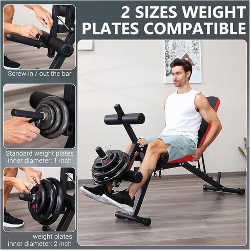 Roman Chair Hyperextension Bench 800LBS Adjustable Weight Bench, Heavy Duty Workout with Leg Extension and Curl, Flat/Incline/Decline Sit Up Full Body in Kuwait