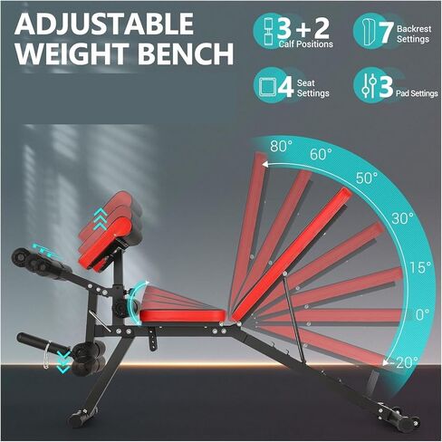 Roman Chair Hyperextension Bench 800LBS Adjustable Weight Bench, Heavy Duty Workout with Leg Extension and Curl, Flat/Incline/Decline Sit Up Full Body in Kuwait