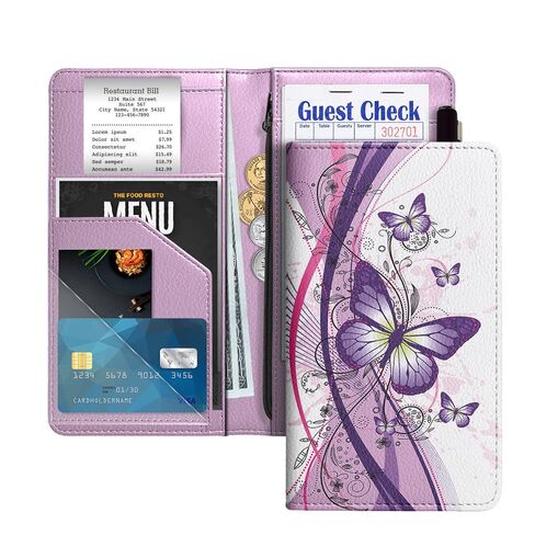 WIRESTER 4.7x9 inch Server Book for Waitress with Zipper Pocket, Magnetic Closure Waiter Book Wallet with Money Pocket, Restaurant Waitstaff Organizer Fit Server Apron - Shamrock Clover Leaves in Saudi Arabia