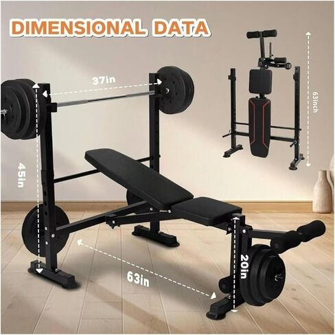 Roman Chair Hyperextension Bench Standard Weight Bench Set with Adjustable Leg Extension and Curl Features Foldable Flat Incline Decline Workout for Home in Kuwait