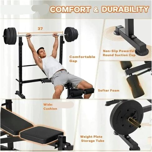 Roman Chair Hyperextension Bench Standard Weight Bench Set with Adjustable Leg Extension and Curl Features Foldable Flat Incline Decline Workout for Home in Kuwait