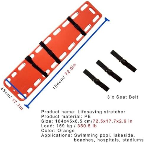 Folding Stretcher,Portable Swimming Pool Life-Saving Board, Emergency Rescue Spine Boards One-Piece Molding with 3 Seat Belt, Water Floating Stretcher First Responder Backboard in Saudi Arabia
