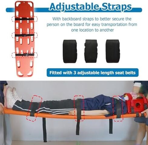 Lightweight Emergency Spine Board Stretcher - 6ft Lifeguard Backboard for Patient Transport & Immobilization, Essential First Aid Rescue Gear (Includes Red Head Immobilizer) in Saudi Arabia