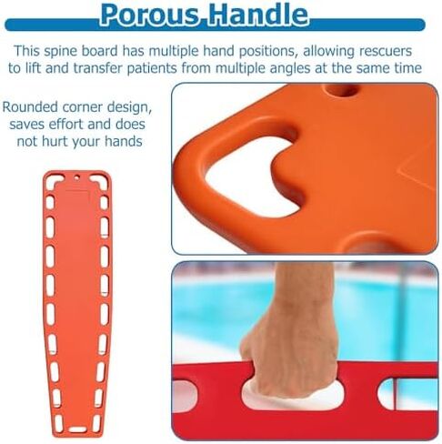 Lightweight Emergency Spine Board Stretcher - 6ft Lifeguard Backboard for Patient Transport & Immobilization, Essential First Aid Rescue Gear (Includes Red Head Immobilizer) in Saudi Arabia