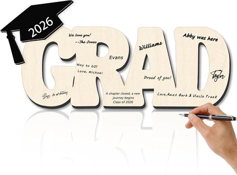 توقيع التخرج خريج علامة الخريج لوحة الخشب ، دفتر ضيوف لوحة للمدرسة الثانوية بكلية بكلية البكالوريوس جراد هدية زخمة فئة 2025 in Kuwait