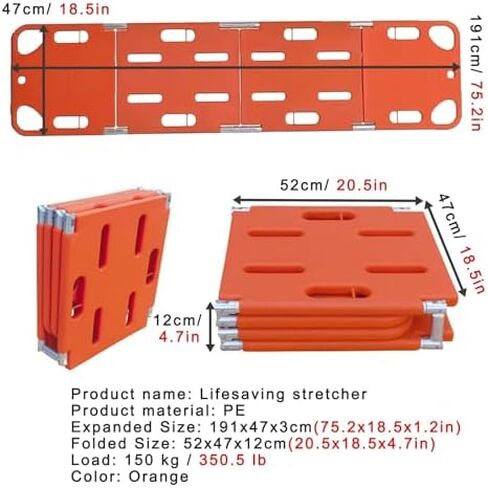 Folding Stretcher,Foldable Life Spine Boards, Water Emergency Rescue Board with 3 Seat Belt, Portable Quickly Deploy Stretcher Quad Fold Backboard for Swimming Pools in Saudi Arabia
