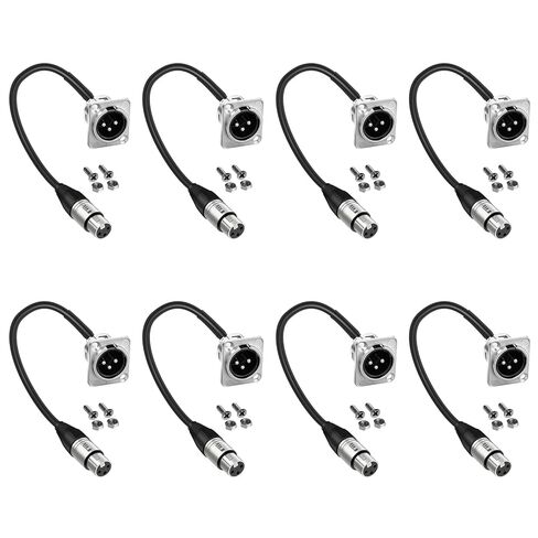 (8PCS) XLR Pass Through Cables Male to Female [New Version 2026] D Type XLR Cable for Audio Equipment Mixers Studio Box Connector Wall Plate Solderless with Installation Screws and Nuts in Saudi Arabia