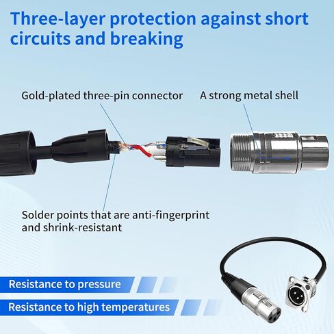 (8PCS) XLR Pass Through Cables Male to Female [New Version 2026] D Type XLR Cable for Audio Equipment Mixers Studio Box Connector Wall Plate Solderless with Installation Screws and Nuts in Saudi Arabia