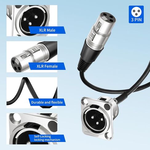 (8PCS) XLR Pass Through Cables Male to Female [New Version 2026] D Type XLR Cable for Audio Equipment Mixers Studio Box Connector Wall Plate Solderless with Installation Screws and Nuts in Saudi Arabia
