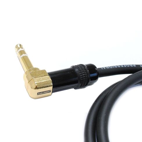 Audio2000'S C25001NP2 حزمتان من كابلات الصوت/التصحيح/المسرح/إعادة الترميز بطول 1 قدم مطلية بالذهب 1/4 بوصة من الزاوية اليمنى TRS إلى الزاوية اليمنى 1/4 بوصة TRS المطلية بالذهب (إجمالي كابلين بطول قدم واحد) in Saudi Arabia