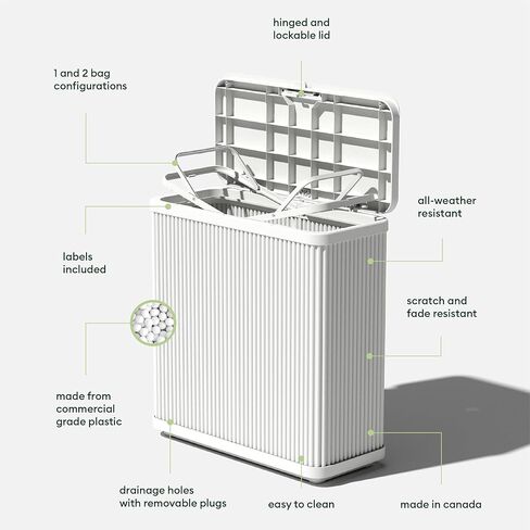 Veradek Tambour Series Outdoor Trash Can with Lid – All-Weather Waste Bin for Patio, Pool, BBQs & Parties | Durable Dual Bag System up to 30 Gallons | Modern Design for Backyard or Deck in Saudi Arabia