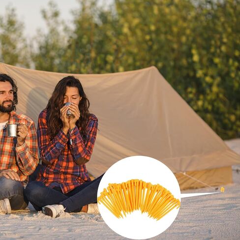 POPETPOP 50 قطعة من أوتاد خيمة التخييم البلاستيكية مع أطراف مدببة أوتاد أرضية خارجية للتنزه على الشاطئ والمظلة، مسامير تثبيت خفيفة الوزن مقاومة للرياح لإعداد خيمة آمنة in Saudi Arabia