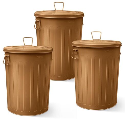 بليكسون 20 جالون سلة المهملات المعدنية مع غطاء كبير من الفولاذ المجلفن في الهواء الطلق سلة المهملات القصدير سلة المهملات لمرآب المزرعة أو دلو الرماد أو تخزين بذور الطيور يمكن أن تكون حاوية مستديرة شديدة التحمل in Kuwait