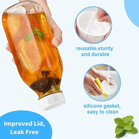 غطاء علوي لولبي مكون من قطعتين لزجاجة الحليب الزجاجية الاصطناعية، غطاء محكم مع حشية من السيليكون، قابل لإعادة الاستخدام ومتين، مناسب تمامًا للزجاجات 16 أونصة/32 أونصة/64 أونصة المباعة بواسطة هذا المتجر in Kuwait