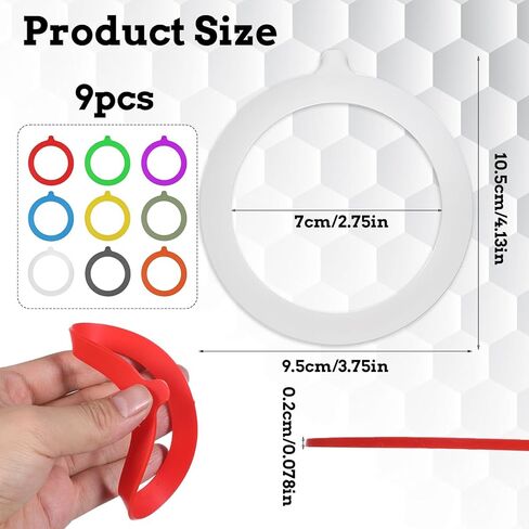 9 PCS Rubber Seals for Glass Jars 3.75" Diameter Silicone Replacement Gaskets for Jars Silicone Gasket Sealer for Food Storage Multicolor in Saudi Arabia