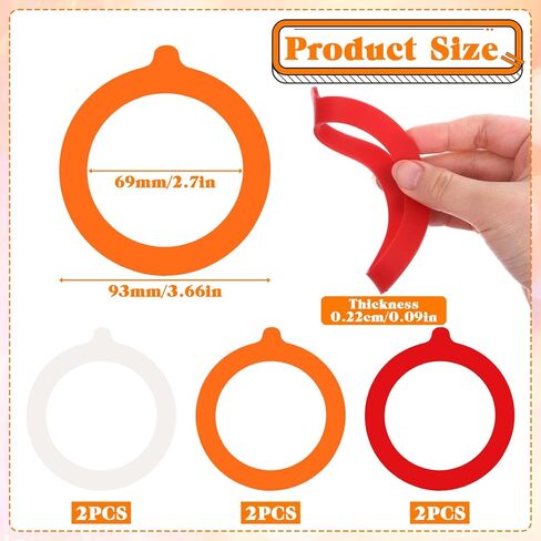 6PCS Rubber Seals for Glass Jars, 3.65" Silicone Jar Gaskets Replacement, Leak-Proof Canning Silicone Fitting Seals, Airtight Leakproof Gasket Sealing Rings Replacement for Regular Mouth Canning Jar in Saudi Arabia