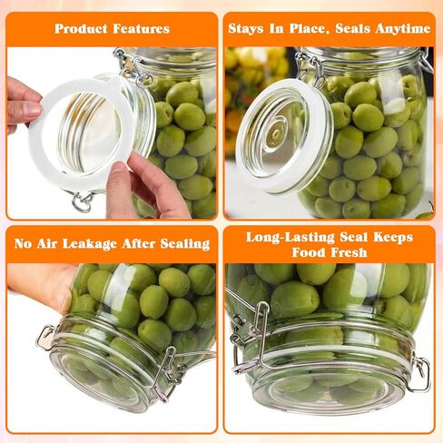 6PCS Rubber Seals for Glass Jars, 3.65" Silicone Jar Gaskets Replacement, Leak-Proof Canning Silicone Fitting Seals, Airtight Leakproof Gasket Sealing Rings Replacement for Regular Mouth Canning Jar in Saudi Arabia