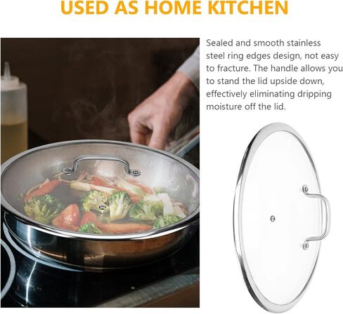 DOITOOL 13.11 Inch Tempered Glass Pot Lid with Heat Resistant Stainless Steel Handle Thickened Transparent Pan Cover for Kitchen Cookware Skillet Fry Pan in Saudi Arabia