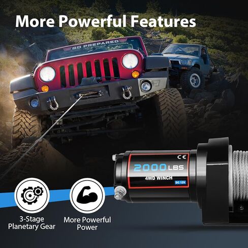 ونش 2000 رطل، ونش شاحنة ATV UTV 2000 رطل، ونش كابل فولاذي 12 فولت 2000 رطل، مع وحدة تحكم يدوية وبعض البراغي، ونش مقطورة 2000 رطل، ونش utv، ونش 12 فولت، ونش شاحنة in Saudi Arabia