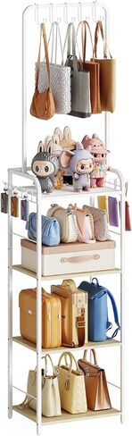 Tall Purse Organizer with Practical Purse Hanger, Floor-Standing Purse Rack Stand for Purse Storage, Narrow & High-Capacity Handbag Organizer, Multi-Purpose Purse Storage Organizer for Small Place in Saudi Arabia