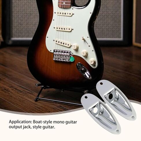 قطعتان من لوحة مقبس الجيتار، لوحة مقبس مقبس الإخراج متوافقة مع Fender Stratocaster، أجزاء بديلة لأجزاء الجيتار الكهربائي مع براغي، لمسة نهائية فضية محملة بنمط القارب in Saudi Arabia