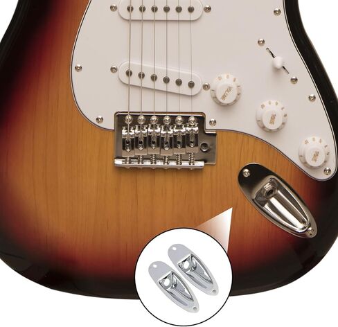 قطعتان من لوحة مقبس الجيتار، لوحة مقبس مقبس الإخراج متوافقة مع Fender Stratocaster، أجزاء بديلة لأجزاء الجيتار الكهربائي مع براغي، لمسة نهائية فضية محملة بنمط القارب in Saudi Arabia