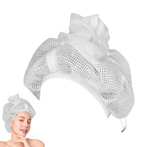 غطاء شبكي، غطاء شبكي قابل للتعديل مع رباط لتجفيف الشعر المجعد، غطاء رأس للشعر المجعد، غطاء ناشر شبكي للتجفيف السريع، أبيض in Kuwait