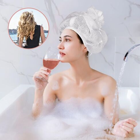 غطاء شبكي، غطاء شبكي قابل للتعديل مع رباط لتجفيف الشعر المجعد، غطاء رأس للشعر المجعد، غطاء ناشر شبكي للتجفيف السريع، أبيض in Kuwait