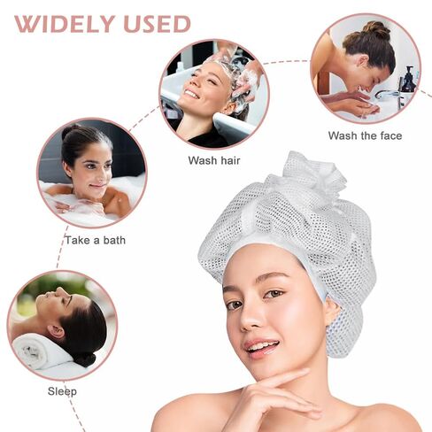غطاء شبكي، غطاء شبكي قابل للتعديل مع رباط لتجفيف الشعر المجعد، غطاء رأس للشعر المجعد، غطاء ناشر شبكي للتجفيف السريع، أبيض in Kuwait