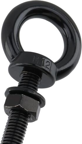 Dnyta 4 قطع M12 مسمار عين من الفولاذ المقاوم للصدأ، M12 x 130 مم (1/2 بوصة × 5-1/8 بوصة) مسامير عين ميكانيكية طويلة مع غسالات وصواميل سداسية، حلقات رفع الكتف شديدة التحمل، مسامير ذات عيون ملولبة، أسود in Saudi Arabia