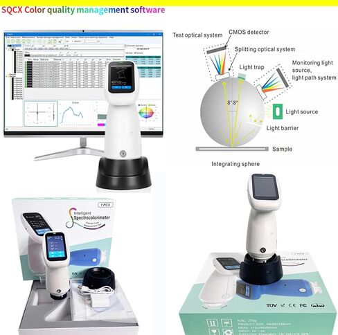 جهاز قياس الألوان الطيفي الرقمي المحمول، معدات اختبار الألوان لطلاء سيراميك المنسوجات، وما إلى ذلك مع نطاق الطول الموجي 400 نانومتر إلى 700 نانومتر Φ8 مم، فتحة واحدة ASTM ISO منفذ USB قياسي in Kuwait