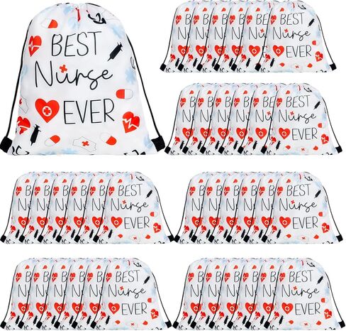 Denylo pro 12 Pieces Nurse Appreciation Week Nurse Gift Drawstring Backpack Nurse Day Thank You Lightweight Shoulder Bags (Nurse, 12) in Kuwait