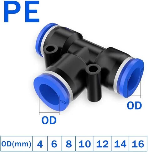 100PCS PE PU PG PY PW Pneumatic Fitting 4 6 8 10 12m Air Connectors Quick Connect Tee 3Way Plastic Pipe Hose Tube Connector(6-4(100pcs),PU) in Saudi Arabia