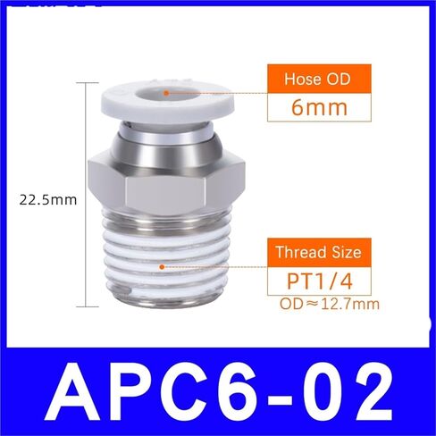 1PCS Straight Thread Quick PlugJoint APC4 6 8 10 12 16-M5 01 02 03 04 Pneumatic Fitting Air Quick Connector(APC8-02) in Saudi Arabia