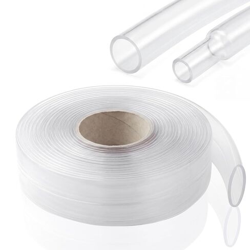 لفة أنابيب الانكماش الحراري 50 قدم 1 بوصة 2: 1 نسبة أنبوب الانكماش الحراري الشفاف من البولي أوليفين غلاف كابل مقاوم للماء ومقاوم للزيت ومقاوم للتآكل لعزل الأسلاك الصناعية الكهربائية in Kuwait